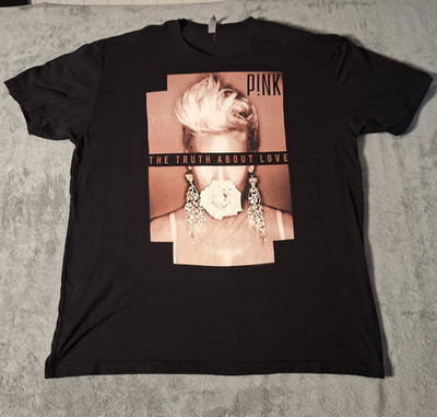 Vintage Pink The Truth About Love 2012 Black T-Shirt Graphic Print Size XL