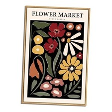 Framed Flower Market Wall Art,Floral 16"L x 12"W Flower D - Natural Framed
