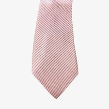 Mark Pendelton Silk Necktie Classic Pink White Stripe 59" USA Office Preppy