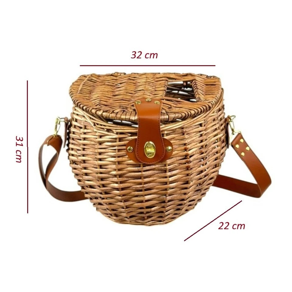 2 gerla vimini cercatori funghi raccolta castagne tartufi cesta con tracolla - Immagine 2 di 4