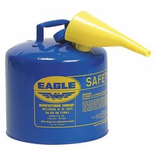 Type I Safety Can, Galvanized Steel, 5 gal, Self-Closing Lid, Includes Funnel,