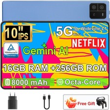 Tablet 10.1in Android 14 12GB RAM 256GB ROM Gaming Tablet Gemini AI 8000mAh New