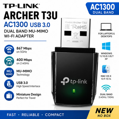TP-Link Archer T3U AC1300 USB 3.0 Dual Band MU-MIMO WiFi Adapter New Other