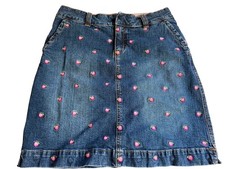 Vintage Lily Pulitzer Denim Skirt 2 Embroidered Apples Logo Y2K Granola Girl