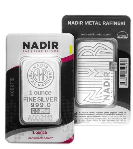 1 oz 999 Silver Bar - Nadir Metal Rafineri - Sealed in Assay Card Serial Numbers