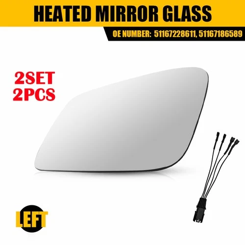 2X Left LH Driver Power Heated Mirror Glass For 10-16 BMW 528I 535D 640I 760L EC