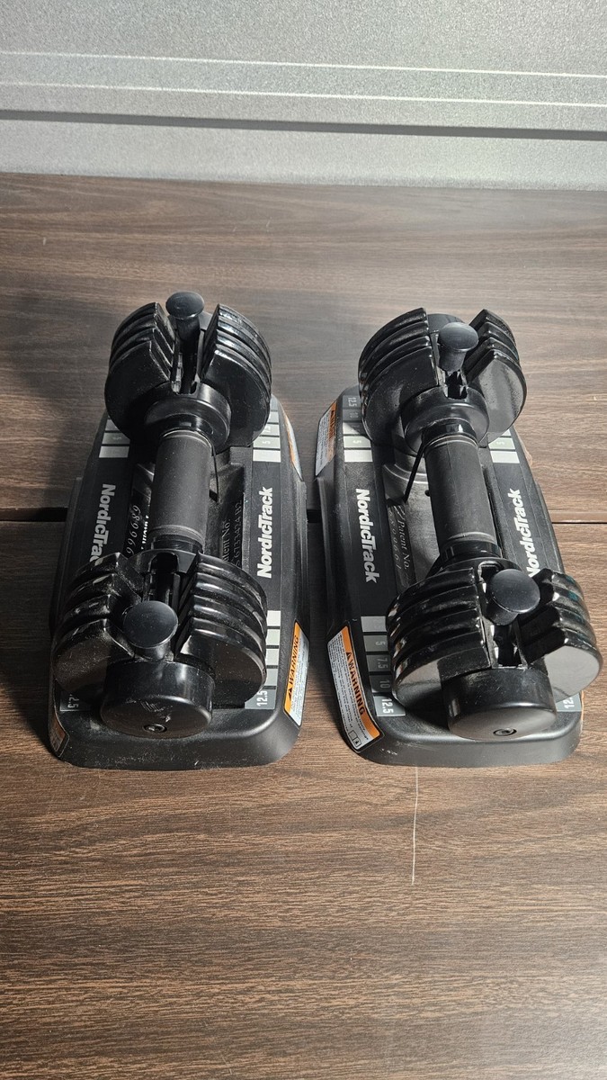 2- NordicTrack 25 lb Adjustable SpeedWeight Dumbbell Set Pair
