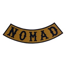 NOMAD Rocker Patch - 10.5" x 2.25" Large Gold & Black Biker Vest Jacket DIY Cut