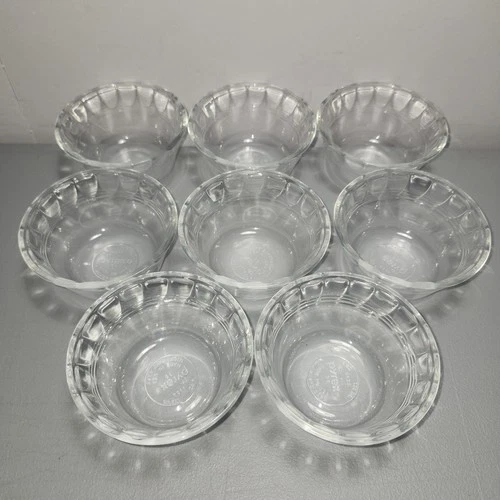 Pyrex #463A Custard Dessert Bowls Small 6 oz w/ Scallop Edge Set Of 8