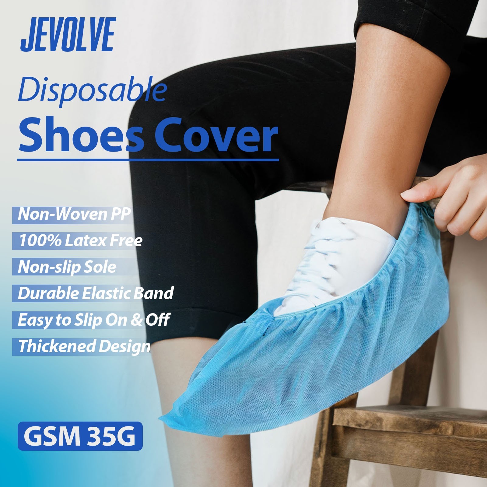 100% Latex Free Anti-Slip Disposable Non-Woven PP Shoes Cover Non-Slip