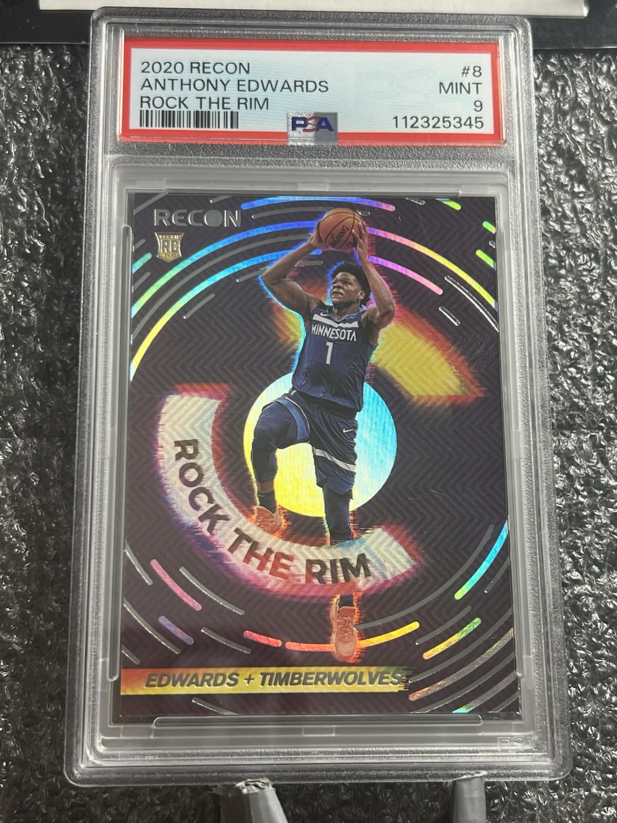 2020-21 Recon Anthony Edwards PSA 9 Rock The Rim SP Holo Rookie Rc 8 Mint Silver