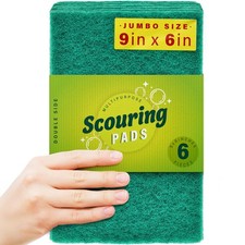 6 X-Large Scouring Pads, 9 x 6 in Heavy Duty (6 Pack)