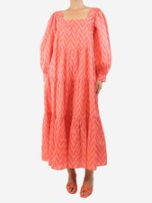 Ulla Johnson Pink zig-zag printed midi dress - size UK 10