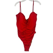 J. Crew Ruched One Piece Swimsuit Women's Size 24 Red Convertible Straps Resort