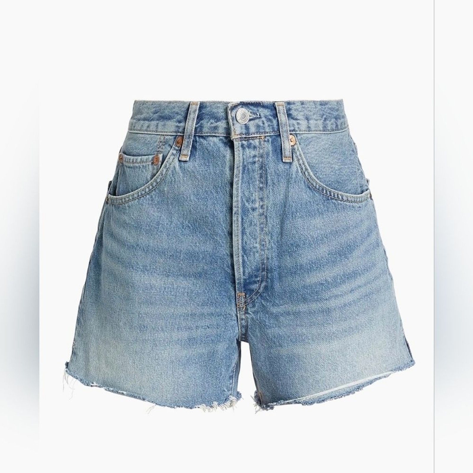 Everlane The Relaxed 90s Shorts Size 28 Blue Button Fly Minimalist Denim Boho