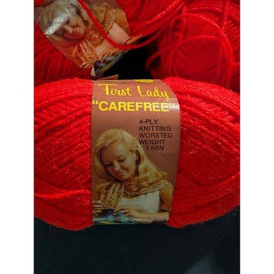 14 Skeins Vintage First Lady Carefree 4-Ply Worsted Yarn Fireball Red 8051