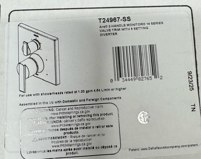 #ad Delta T24967 SS Ara 14 Series Pressure Balanced Valve Trim Stainless*READ* $264.99