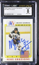 MIKE ERUZIONE SIGNED 1983 TOPPS GREATEST OLYMPIANS CGC 8 NM JSA Auto 10 80 Gold