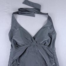 Motherhood Maternity Black  Ruched Sides Halter One Piece Swimsuit Size L