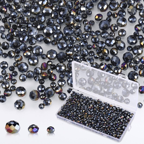 Zocipro 1000 StüCk Glasperlen Zum AuffäDeln,8Mm/6Mm/4Mm Bunte Facettierte Perlen-image