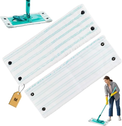 Produktbild von 4er-Set Wischmopp-Bezug Für Leifheit Clean Twist M Micro Duo – 33x15 Cm, Mikrofaser, Mit Click-System – Waschbar Bei 60 °C – Für Alle Böden