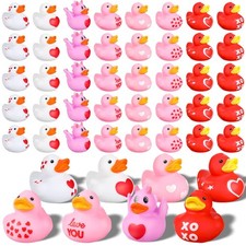 Leitee 48 Pieces Valentine Rubber Ducks Mini Heart Rubber Ducks Bulk Red and ...
