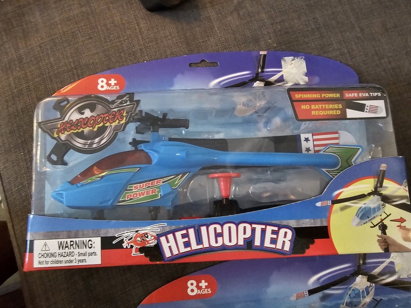Helicopter Pull-String Launcher Toy, No Batteries Required, Blue, Age 8+ NO.2828