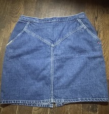 Vintage Gitano Denim Skirt Size 18 Straight Dark Blue Jean Below Knee Midi