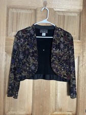 Alex evenings Women's Cropped Floral Sequin Jacket size XL