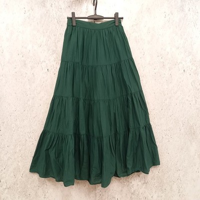 URBAN RESEARCH ROSSO Tiered Long Skirt Cotton Elegant Green