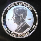 2017 John F Kennedy JFK 100 Years Virgin Island-0.999 Silver 1 Oz Ounce Art Coin