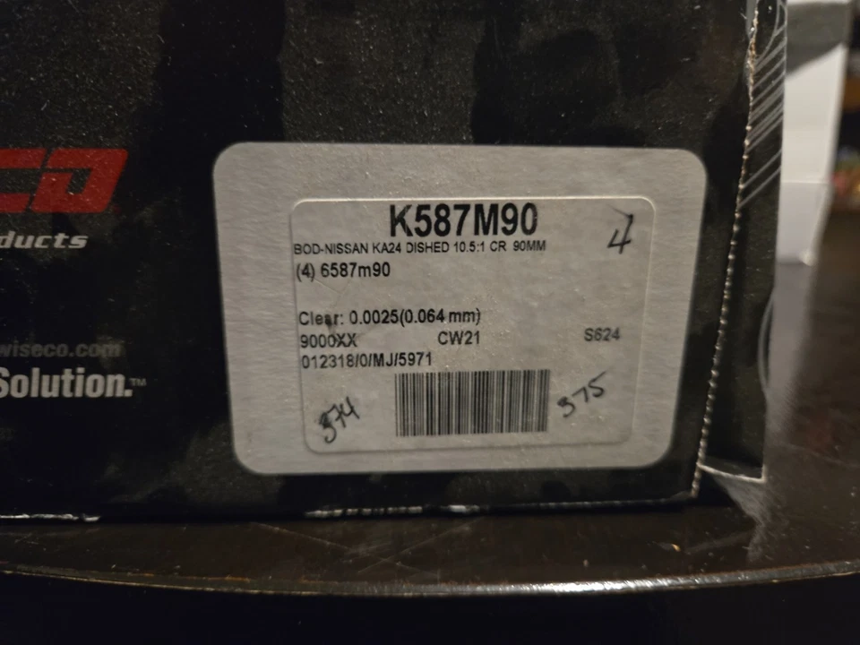 Pistones Wiseco 89 mm 10,5:1 para Nissan 240SX KA24DE 1991-98 Foto 2 de 2