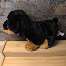 Ganz Webkinz HM183 Rottweiler Plush Dog Stuffed Animal NO CODE Black Brown 8"