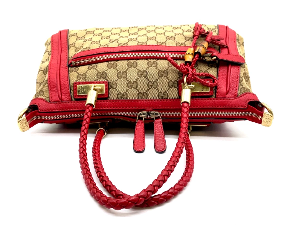 Auth Gucci Bella Satchel GG Canvas Bamboo Tassel 2Way282300 Tote Bag W/D i110130 - Image 3 of 4