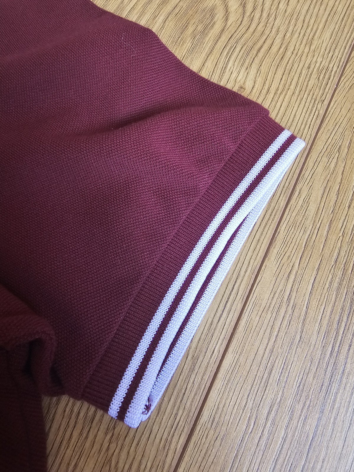 Fred Perry Mens Twin Tipped Polo Shirt Medium Burgundy Maroon Cotton image 3