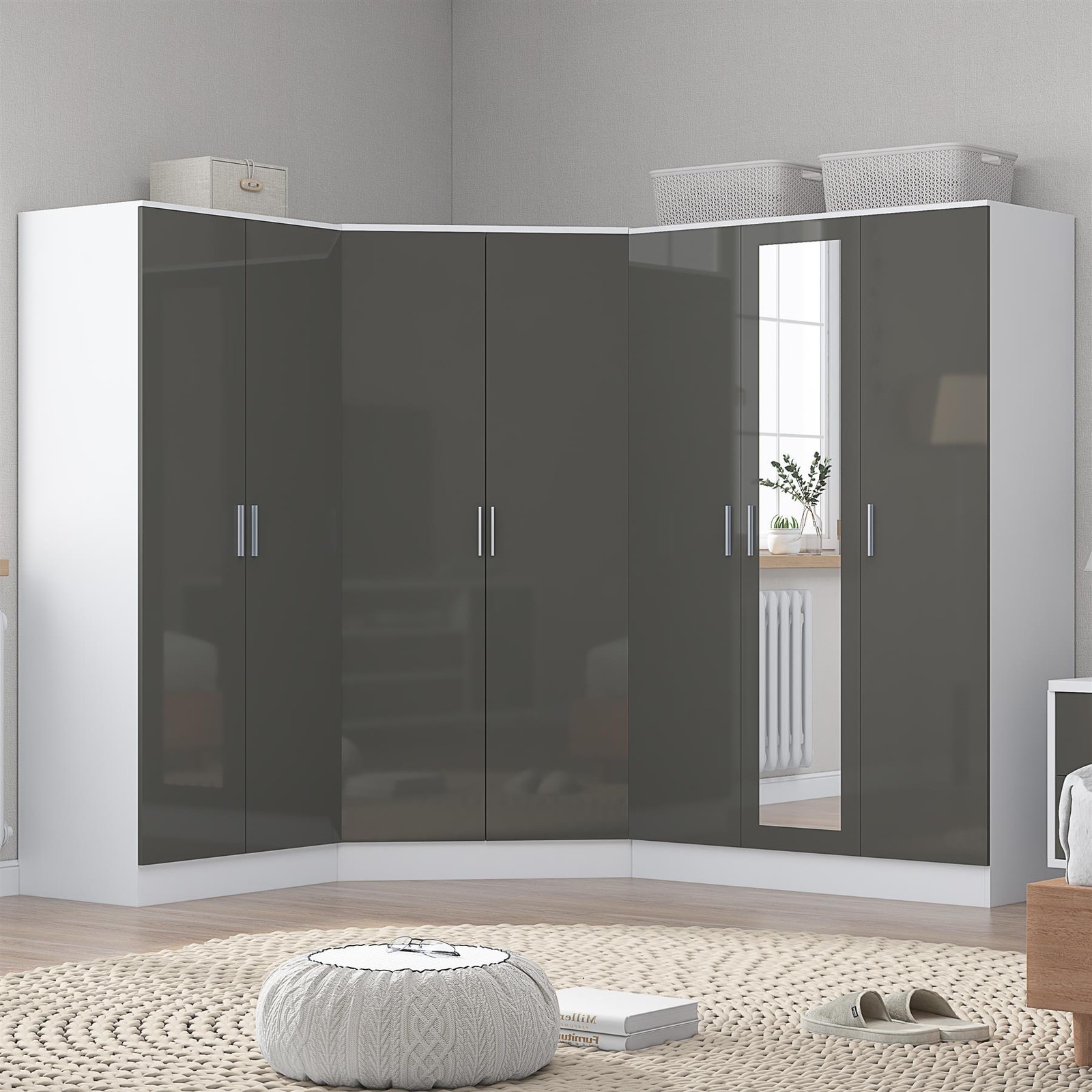 REFLECT Bundle 2 Door Corner + 3 Door + 2 Door Plain - Grey Gloss/White Matt - Image 3