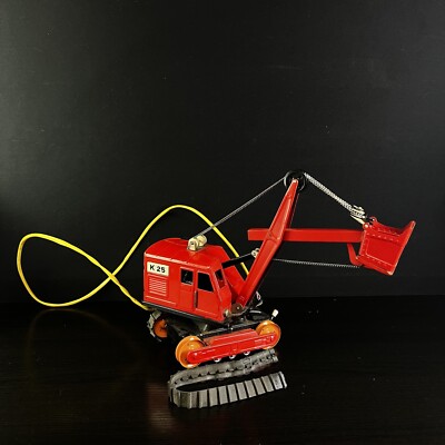 1960's Alps K-25 Tracked Power Shovel Crane Vintage Tin Toy Japan