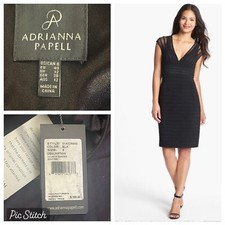 New Adrianna Papell Shutter Pleat Jersey Sheath Dress size 8