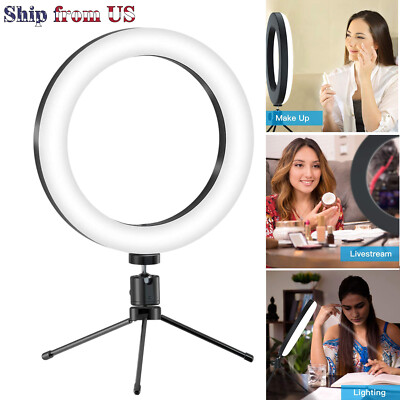 6'' LED Mini Portable Ring Light w/Tripod for Video Live Stream Makeup Selfie USB
