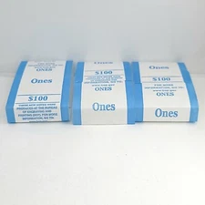 BEP Money Straps For 1 Dollar Bill Currency Bands Holds 100 Notes Lot of 3