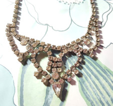 Vintage Rhinestone Necklace Wedding Jewelry Adj Mid-Century 15" Bridal wh03-45