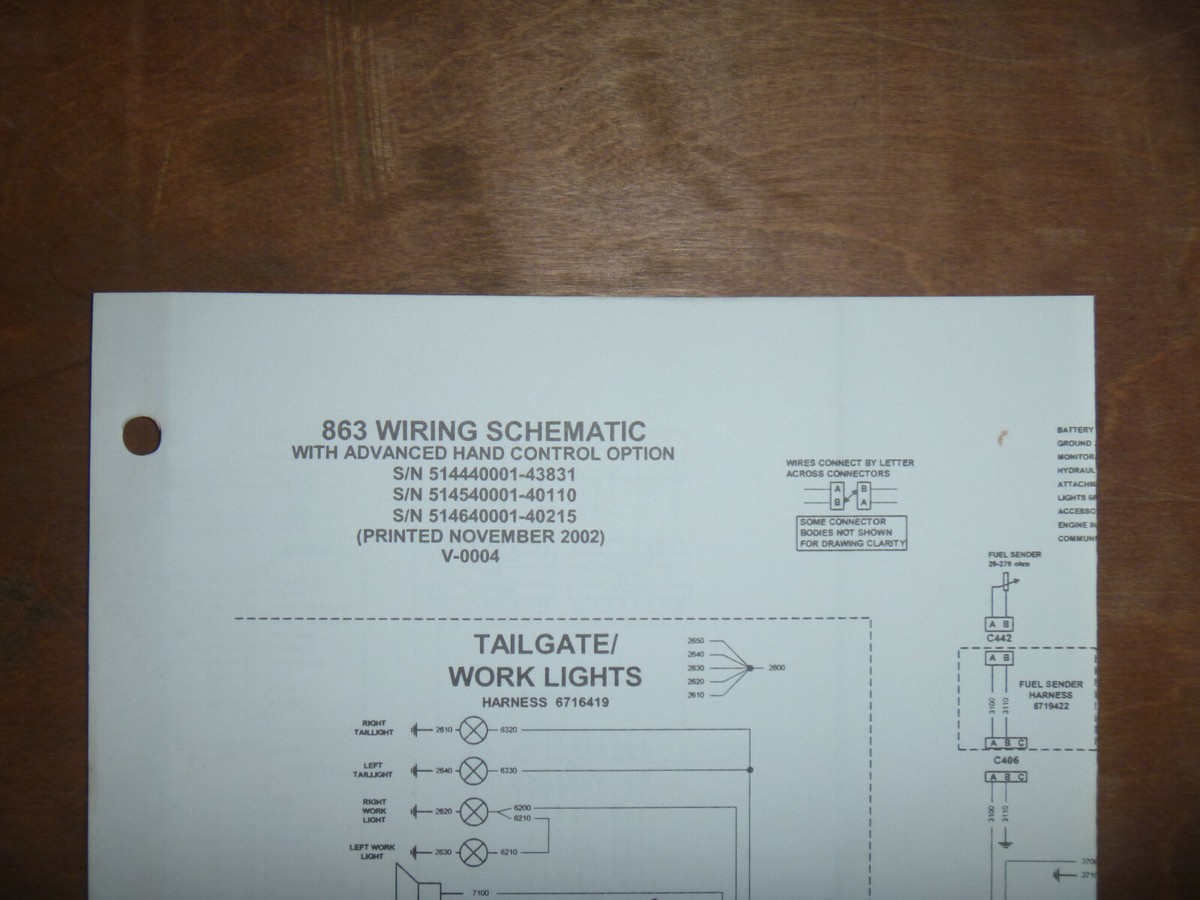 2000 Bobページ Bobcat 863 Skid Steer Electrical Wiring Diagram Schematic Manual