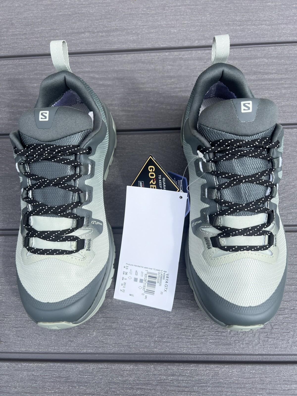 Salomon Vaya GTX low Wm taglia 5 nuovo con scatola etichette mai indossate Urban Chic Mineral grey shadow