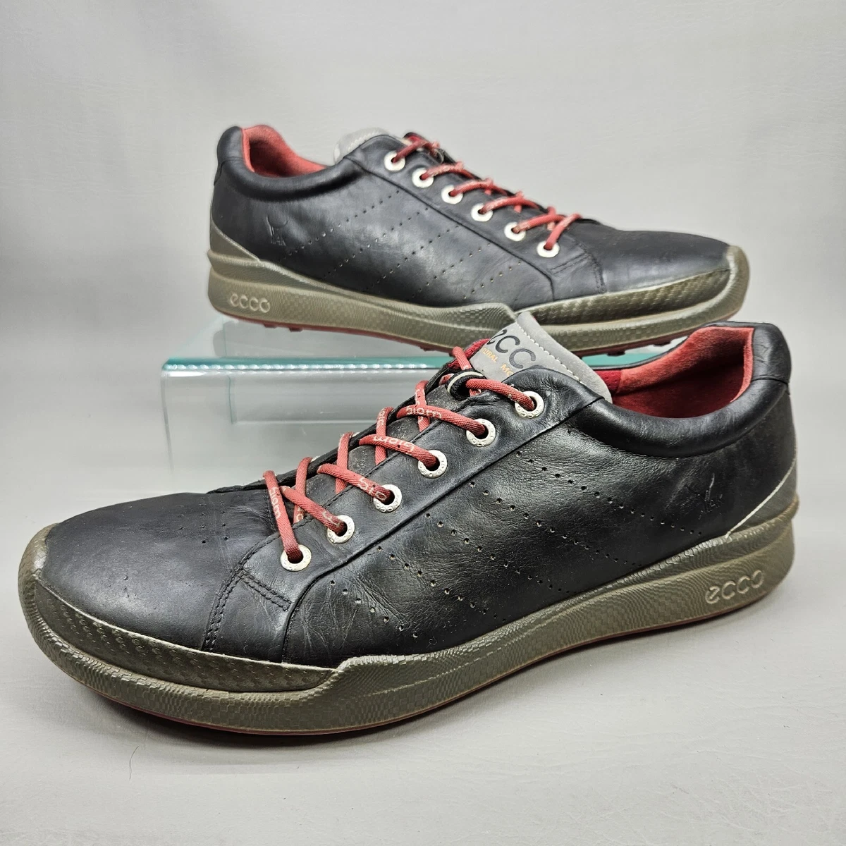 ECCO Yak Leather Golf Shoes Biom Black Red Mens SZ 45 US 11-11.5 Natural Motion eBay