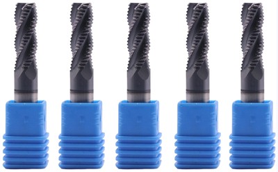 High Performance 5Pcs Solid Carbide Roughing End Mills, ALCrSiN Coated, 4 Flu...