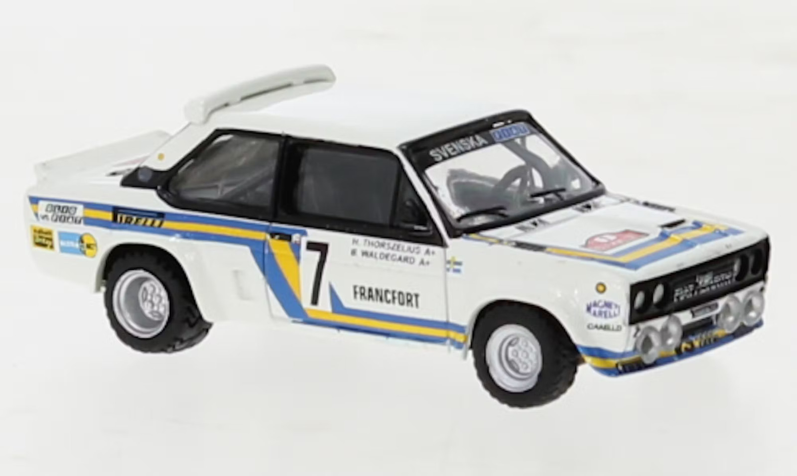 Brekina 22661 Fiat 131 Abarth, No.7, Svenska Fiat, Monte Carlo, Scale H0 1:87