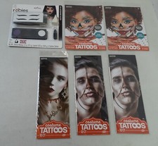 Lot of Halloween Goth Makeup Kit  Costume Tattoos Metallic Effect Skull Zippers