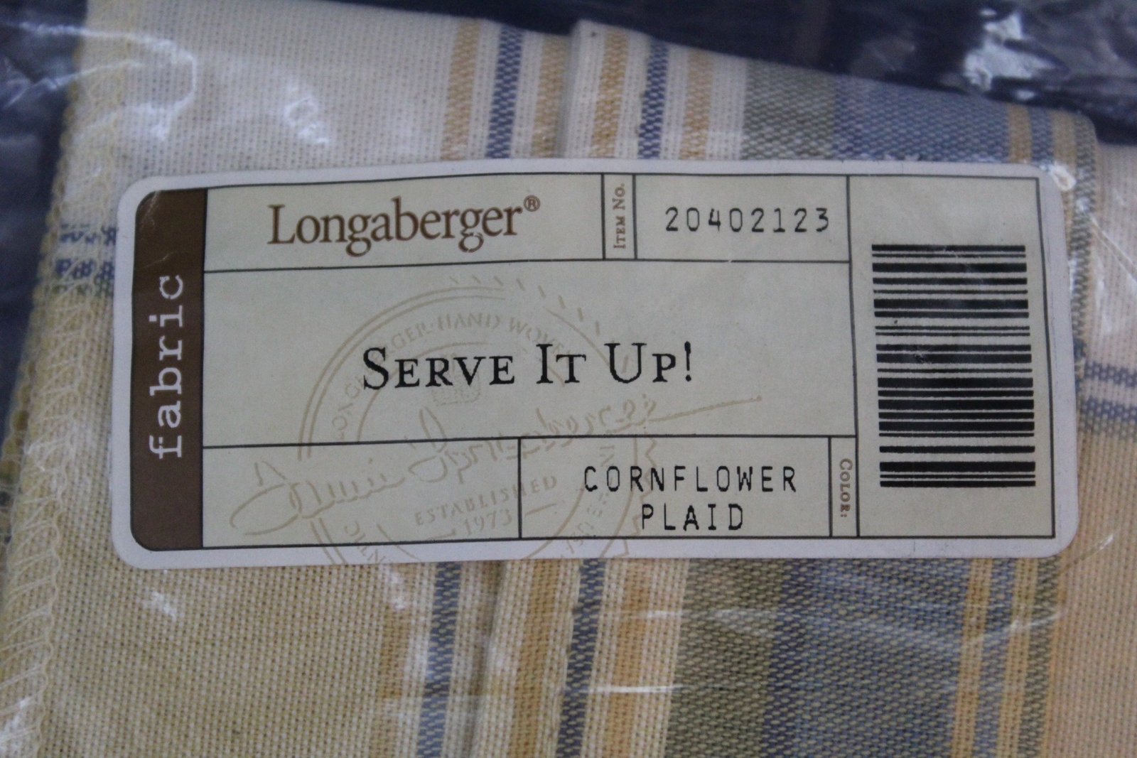 Longaberger Cornflower Plaid Hostess Serve It Up! Basket Liner #20402123 - NEW