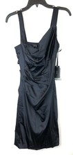 Vera Wang Women’s Navy Blue Stretch Sation Cocktail Dress Size 4