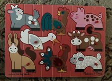Melissa  Doug Farm Mix n' Match Peg Puzzle w/ 8 Interchangeable Pieces USED